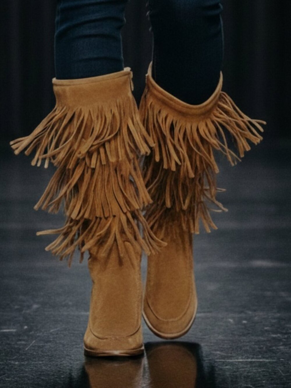 RALPH LAUREN boots suede fringe leather boho - 7